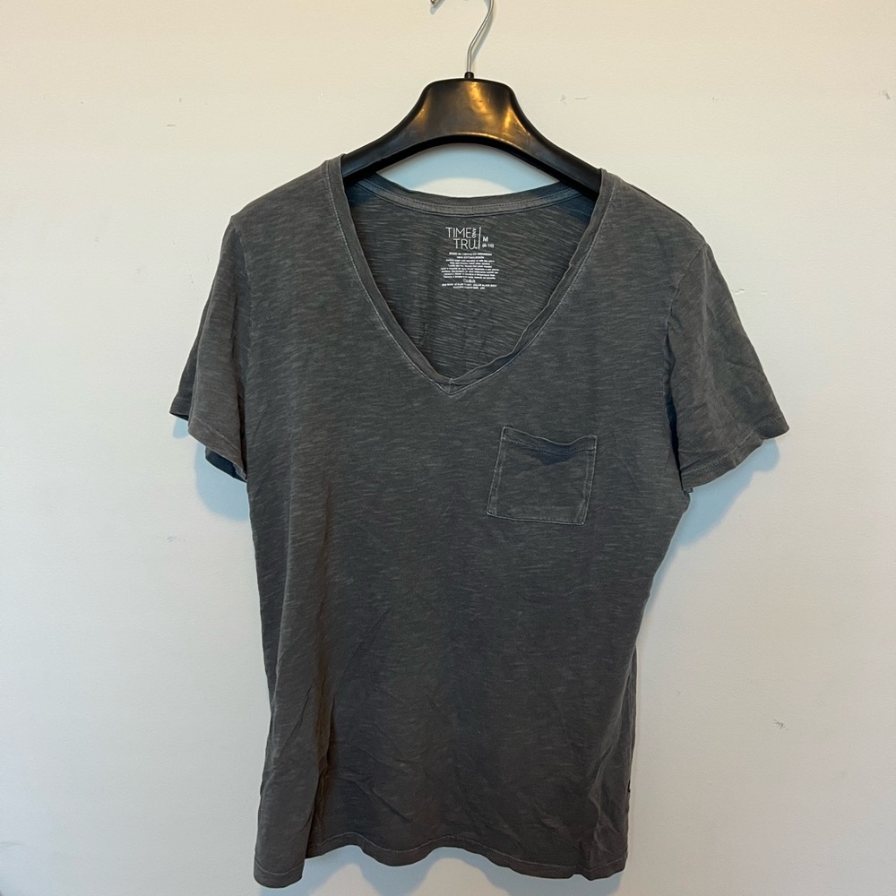 Time And Tru Gray Size M Short Sleeve Pocket Tee